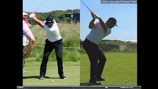 Jon Rahm golf swing  Long Iron faceon amp downtheline July 2017 [upl. by Nahk244]