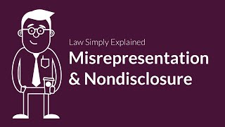 Misrepresentation and Nondisclosure  Contracts  Defenses amp Excuses [upl. by Tonkin567]