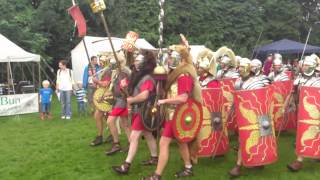 Roman Reenactment at the Amphitheatre in Caerleon Marching In [upl. by Sussna510]