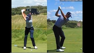 Justin Thomas golf swing  Long Iron faceon amp downtheline July 2017 [upl. by Bubb]