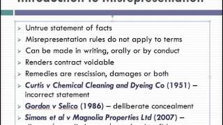 Misrepresentation Lecture 1 of 4 [upl. by Esinwahs]